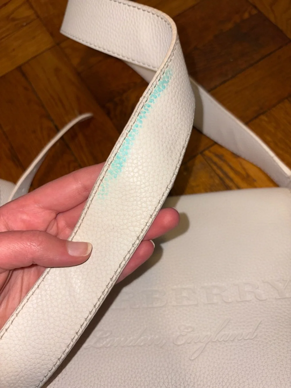 Burberry Cream Leather Flap Crossbody Bag - Picture 2 of 6